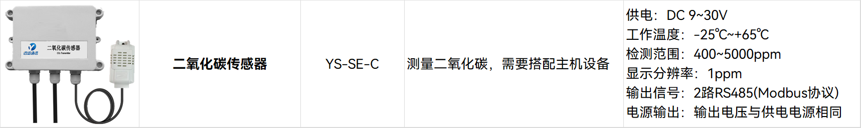 二氧化碳传感器选型表